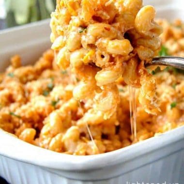 Creamy, cheesy, intoxicatingly delicious Buffalo Macaroni and Cheese is guaranteed to be a family favorite and YOUR favorite with less than 10 minute prep AND its lightened up!