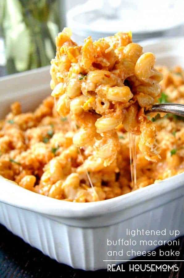 Creamy, cheesy, intoxicatingly delicious Buffalo Macaroni and Cheese is guaranteed to be a family favorite and YOUR favorite with less than 10 minute prep AND its lightened up! 