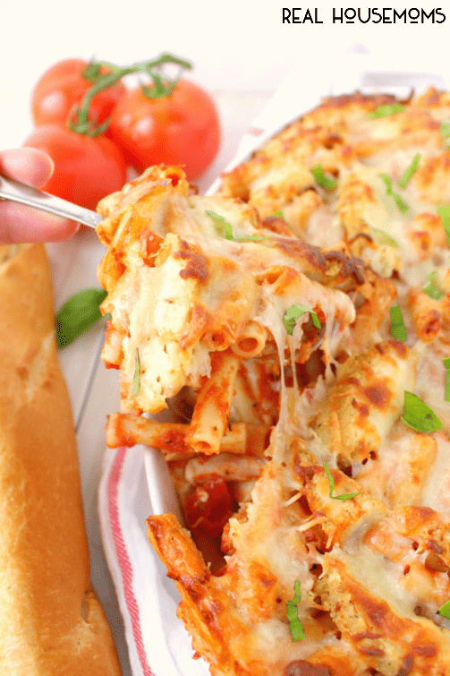 If you're a pasta fan, you're gonna love this Chicken Parmesan Baked Ziti! It comes together quickly and easily with just a few simple ingredients. 