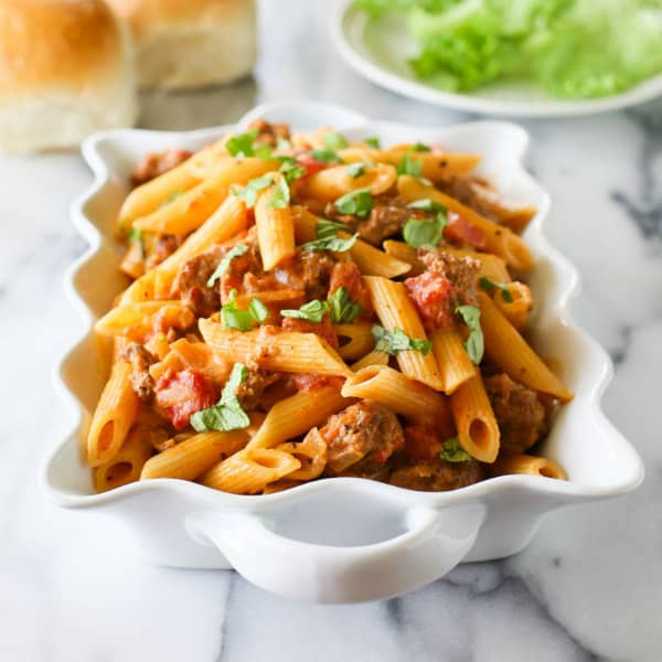 Creamy Sausage and Tomato Pasta - The Girl Who Ate Everything