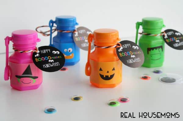 If you're looking for a fun and easy non-candy Halloween treat, you'll love these Happy Halloween BOOOOO-bles!