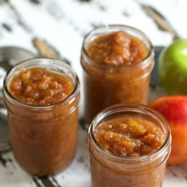 Slow Cooker Nectarine Applesauce that is sweetened with apple juice instead of sugar. An easy and healthy treat!