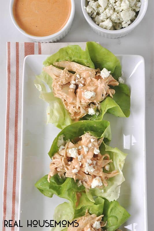 Are you ready for some football!? You will be after you taste these slow cooker buffalo chicken lettuce wraps!