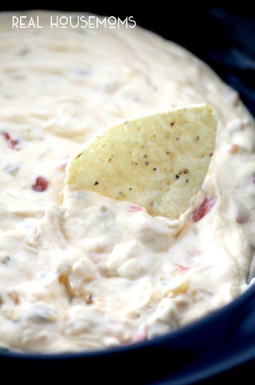 This fantastic Slow Cooker Queso Dip is an easy crowd pleaser that's nice and warm for when the days start to get cooler!