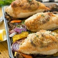 This One Pan Parmesan Chicken with Vegetables is a quick and healthy meal with less clean up!