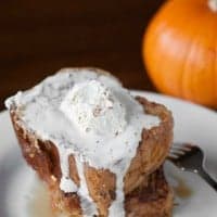 Starting a cool crisp fall morning off with delicious Stuffed Pumpkin French Toast for breakfast is a real treat your entire family will love!