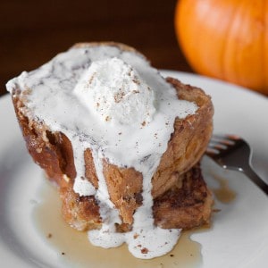 Starting a cool crisp fall morning off with delicious Stuffed Pumpkin French Toast for breakfast is a real treat your entire family will love!
