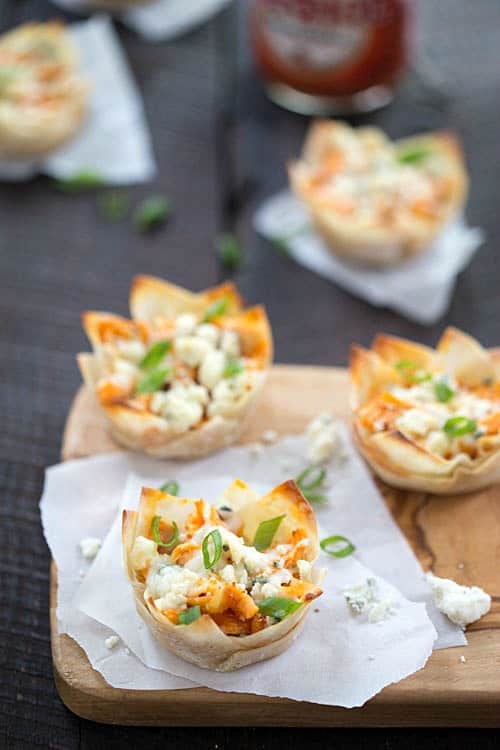 Cheesy Buffalo Chicken Cups are made with only five ingredients! Just like your favorite dip with a little crunch! 