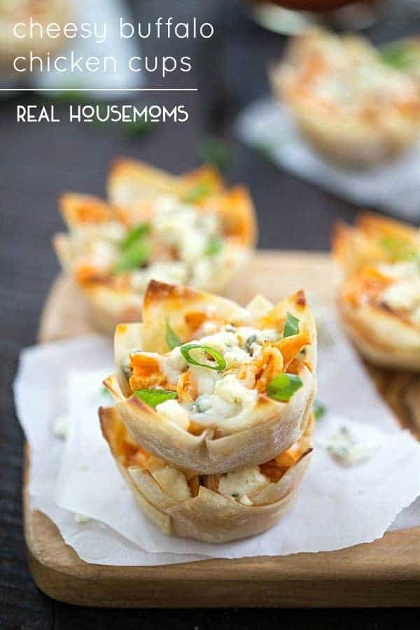 Cheesy Buffalo Chicken Cups are made with only five ingredients! Just like your favorite dip with a little crunch!