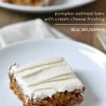 Pumpkin Oatmeal Bars with Cream Cheese Frosting are an acceptable breakfast, right?!
