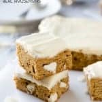 Pumpkin Spice White Chocolate Blondies are my favorite kind of fall treat! Easy to make for a crowd and with lots of frosting!