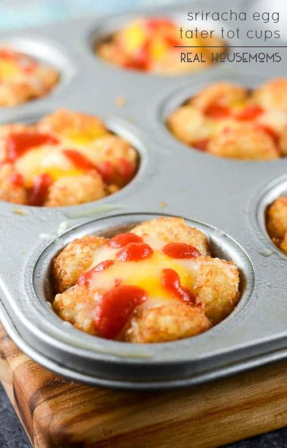 These Sriracha Egg Tater Tot Cups are simple yummy breakfasts that you can eat on the go!