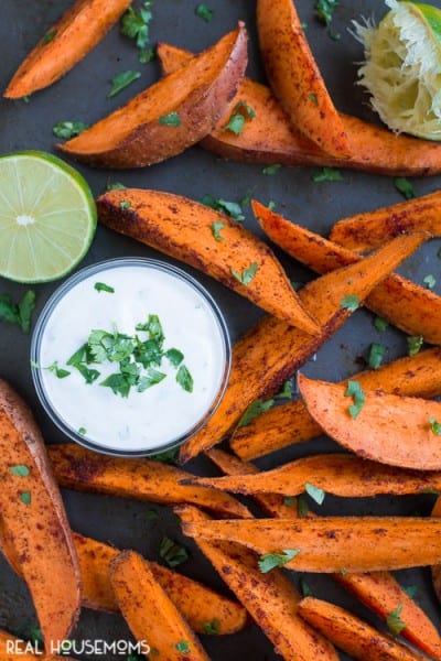 Sweet Potato Wedges with Honey Lime Dip ⋆ Real Housemoms