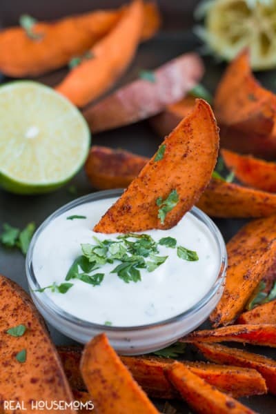 Sweet Potato Wedges with Honey Lime Dip ⋆ Real Housemoms