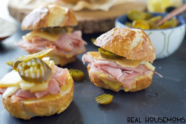 Gruyere, Jalapeño and Ham Sandwiches on Pretzel Bread are sure to be the star of your game day spread!