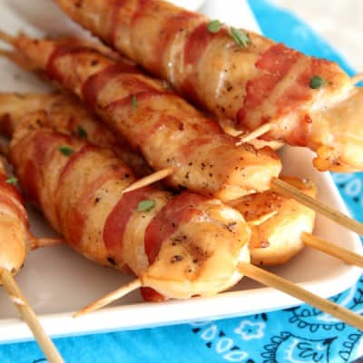 Bacon-Wrapped Chicken Skewers with Honey Mustard Dipping Sauce