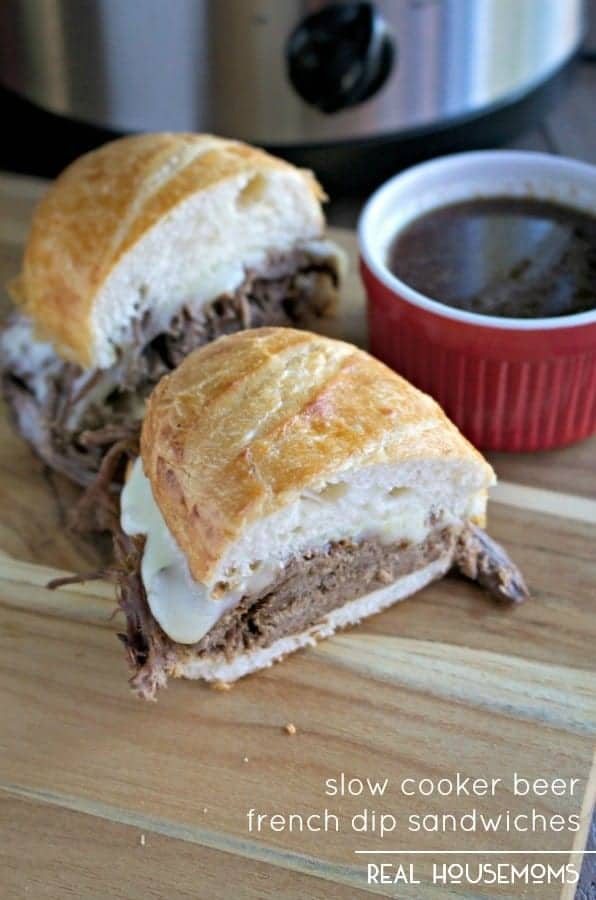 These SLOW COOKER BEER FRENCH DIP SANDWICHES are an easy way to get dinner on the table and they taste better than at a restaurant!
