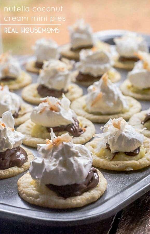 NUTELLA COCONUT CREAM MINI PIES are easy delicious bites of holiday dessert happiness!