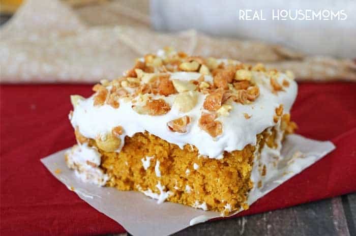 PUMPKINT TOFFE POKE CAKE is ready to give your usual pumpkin pie a run for its money!