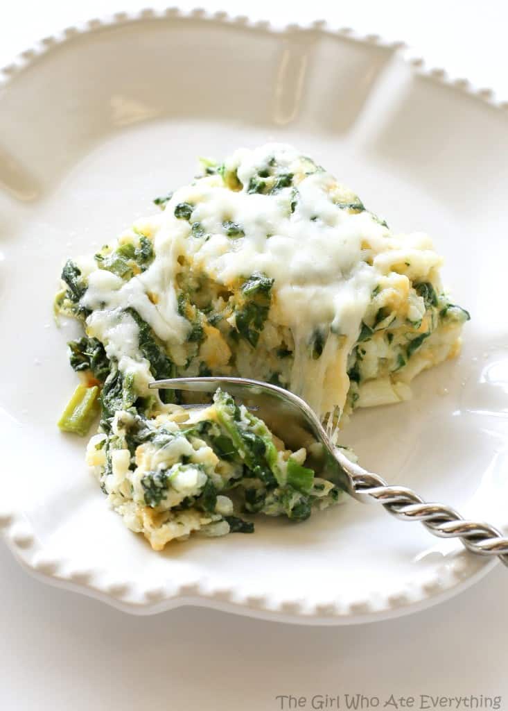 Spinach Parmesan Rice Bake - The Girl Who Ate Everything
