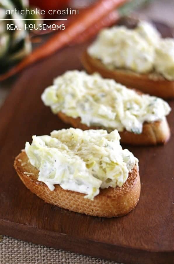 ARTICHOKE CROSTINI is a party ready bite that everyone will keep coming back for!