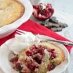 Serve a decadent yet easy festive dessert this holiday season with this Cranberry Pomegranate Chocolate Cobbler!