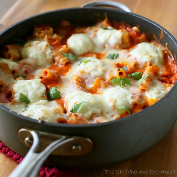 Skillet Baked Ziti - The Girl Who Ate Everything