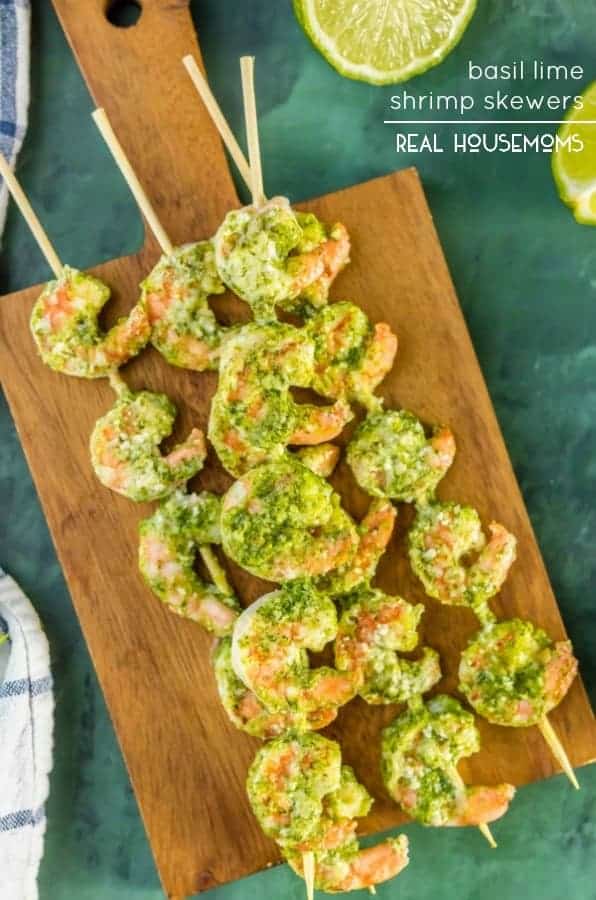 BASIL LIME SHRIMP SKEWERS are the perfect easy appetizer for the holidays!