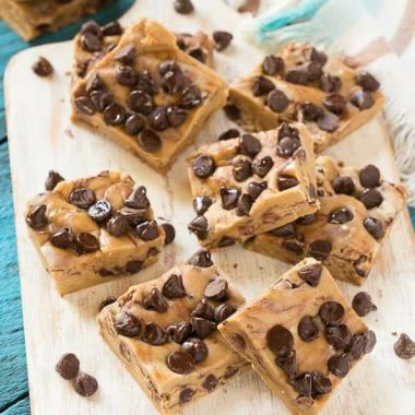 CHOCOLATE CHIP COOKIE DOUGH FUDGE is a sweet treat that's the perfect way to satisfy your cookie dough cravings!