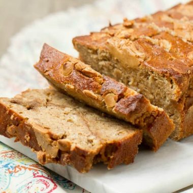 This Peanut Butter White Chocolate Chip Banana Bread is ultra soft and completely delicious!