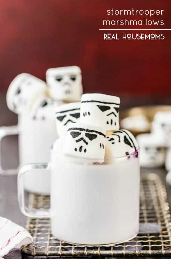Super simple and fun STORMTROOPER MARSHMALLOWS are the perfect hot chocolate topper for the Star Wars fans in your life!