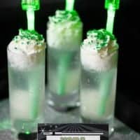 Yoda Soda with light saber straws is an easy to make and delicious drink that is perfect for any Star Wars fan!