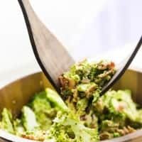 BACON BROCCOLI SLAW is a very simple recipe that tastes amazing! Smokey bacon combine with the crisp broccoli and tangy dressing to make a great side dish for any time of year!