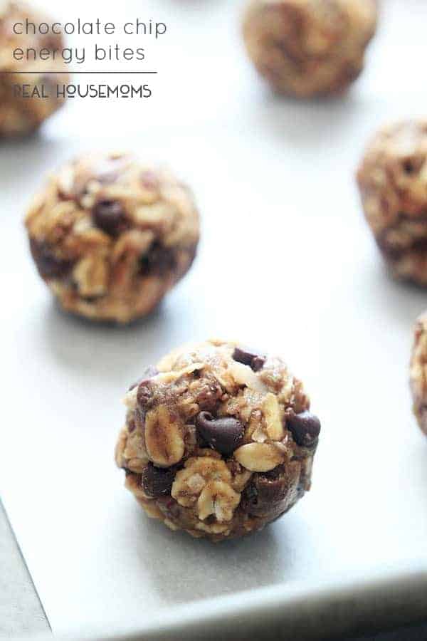These no bake CHOCOLATE CHIP ENERGY BITES are perfect for when you want something sweet, but don't want all the sugar!