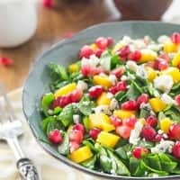 Popeye would gladly toss his can and be all over this tasty CHOPPED SPINACH POMEGRANATE SALAD with a tangy Pomegranate Vinaigrette!