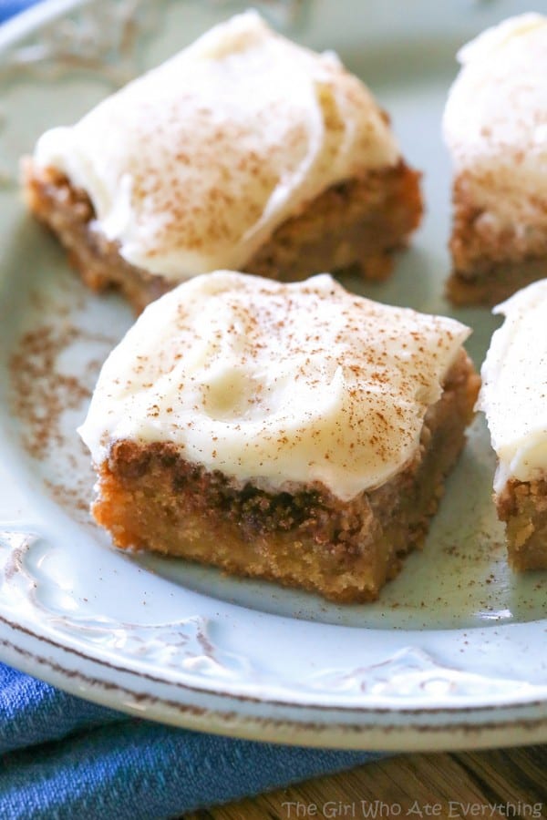 Cinnamon Roll Blondies - The Girl Who Ate Everything