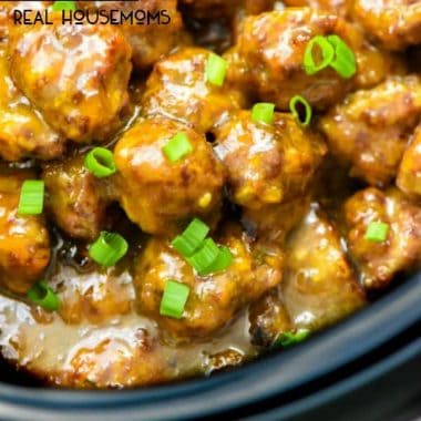 PEACH RIESLING GLAZED MEATBALLS are an easy party appetizer recipe! You could even serve these over rice for a tasty dinner on busy weeknights!
