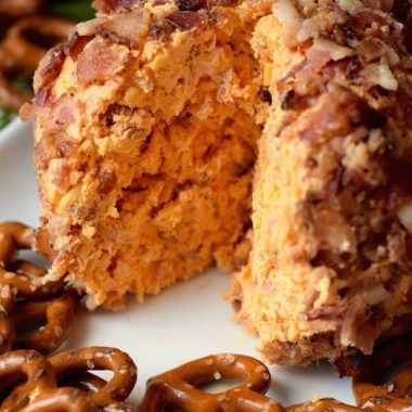 Our BUFFALO BACON CHEESEBALL is so easy to make and packed with amazing flavor! It's the perfect game day appetizer!