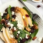 PEAR AND GORGONZOLA SPINACH SALAD is the perfect healthy side to your lunch or dinner!