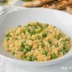 LEMON RISOTTO WITH ENGLISH PEAS is a creamy comforting dish that will complement any meat, seafood or roasted vegetables!