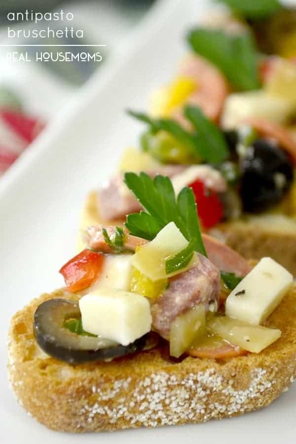ANTIPASTO BRUSCHETTA is an easy appletizer you can customize to your taste and is always a crowd pleaser!