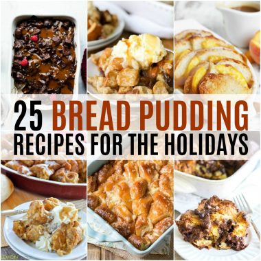 Take a holiday dessert to a whole new level with these 25 Bread Pudding Recipes! Each recipe is baked with love and is great for feeding a crowd!
