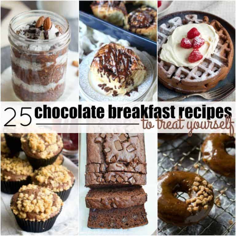 Make your morning extra special. with these 25 Chocolate Breakfast Recipes to Treat Yourself! Great with a cup of coffee or a big glass of milk, these recipes are like having dessert for breakfast!