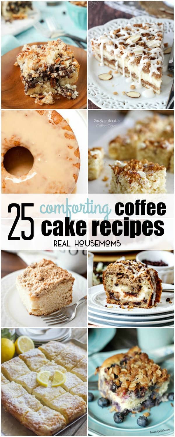 I love a little something sweet for breakfast or brunch, and these 25 COMFORTING COFFEE CAKE RECIPES are the best bite to have with your morning coffee!
