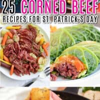 vertical collage of 6 corned beef recipes with text overlay