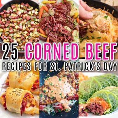 square collage of 6 corned beef recipes with text overlay