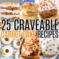 square collage of 6 carrot cake flavored recipes with text overlay