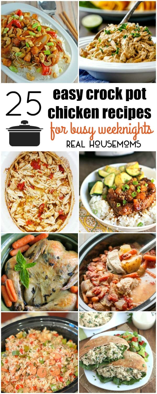 These 25 Easy Crock Pot Chicken Recipes for Busy Weeknights are a life saver! Never dread hearing "What's for dinner?" with the best crock pot recipes around!