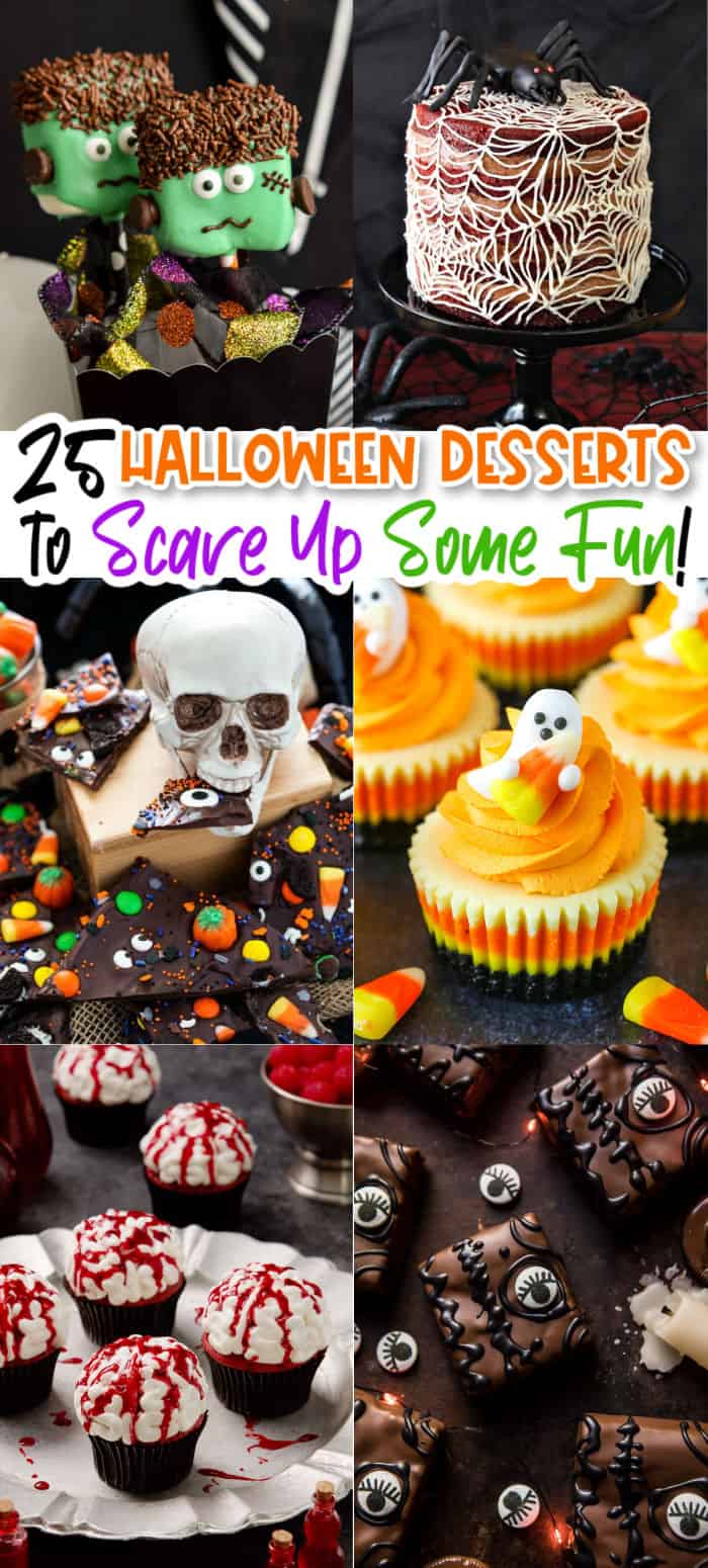 vertical collage of Halloween themed desserts