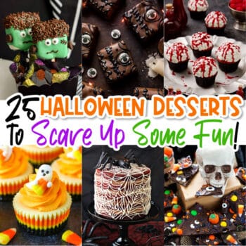 square collage of Halloween themed desserts